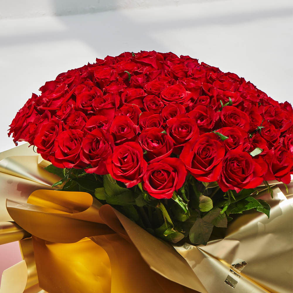 100 RED ROSE BOUQUET 100 TIMES LOVE - Oleander Flowers - Flower Shop ...